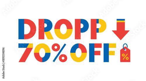 Promotional Event, Discount Announcement, Online Retail, Graphic Design, Colorful Background, Top-Down View, Marketing Strategy