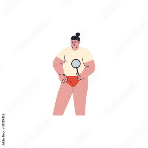 Self-Examination with Magnifying Glass Vector