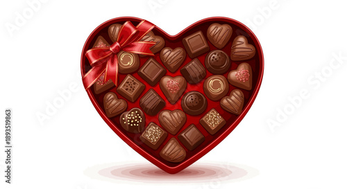 Chocolates in Heart Shaped Box with Ribbon.
