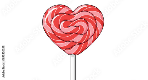 red heart shaped lollipop on stick.