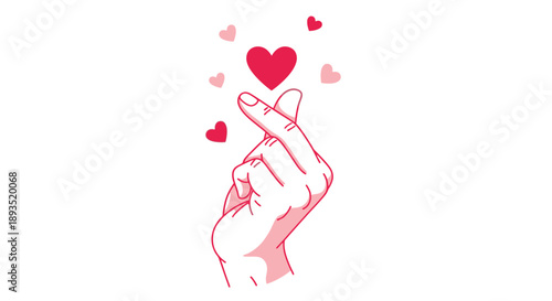 Hand holding heart love gesture valentine symbol.