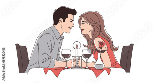 Couple having romantic dinner date at restaurant.