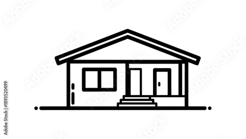 Simple bungalow house with porch and steps