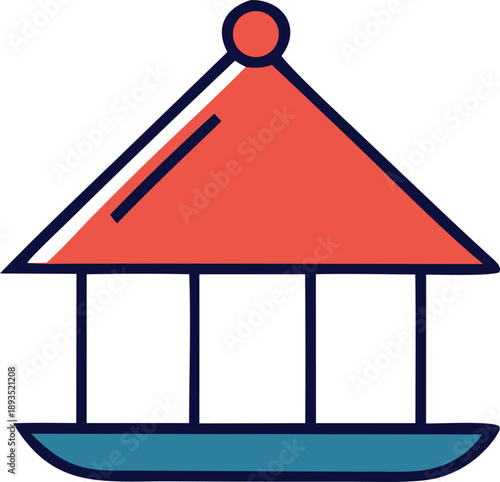 Traditional japanese gazebo over water