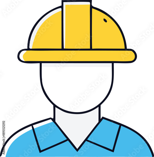 Worker wearing yellow hard hat and blue collared shirt