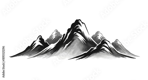 Black Brush Stroke Mountain Landscape Illustration