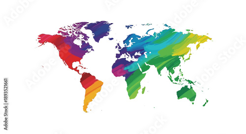 Global Unity Map Illustration Representing Peace Symbols and World Harmony Through Vibrant Colors and Continents