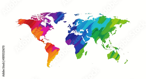 Vibrant world map illustration showcasing diverse cultures and geography from a global viewpoint
