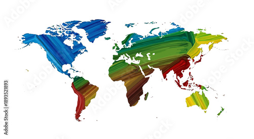 A colorful map of the world displayed on a clean white background