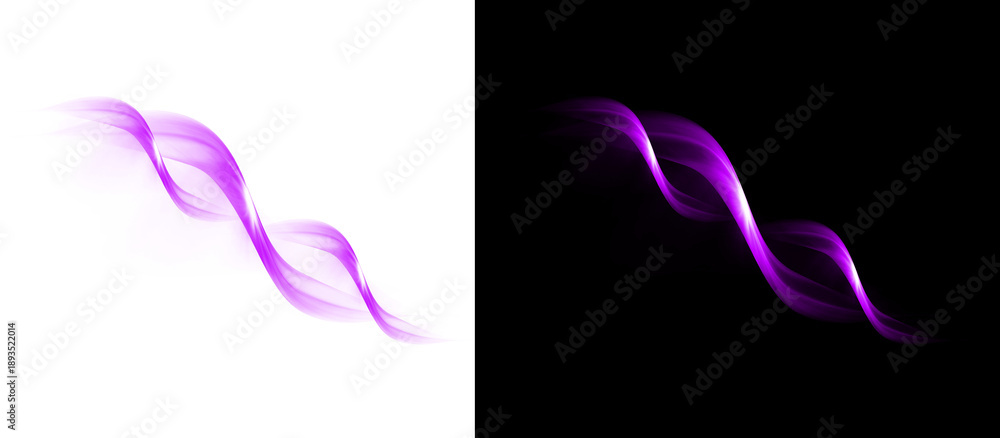Fototapeta premium Luminous magenta wave design on transparent background with flowing energy lines and sparkling light trail composition