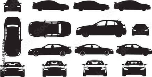 Modern vehicle silhouettes set showing different car body styles