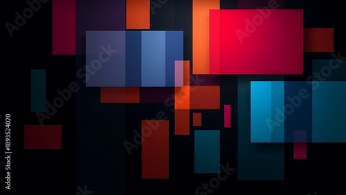 Abstract colorful rectangular shapes on a dark background, embodying a minimalist tech aesthetic.