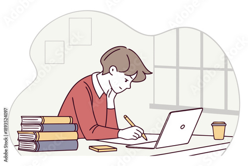 Student studying at desk