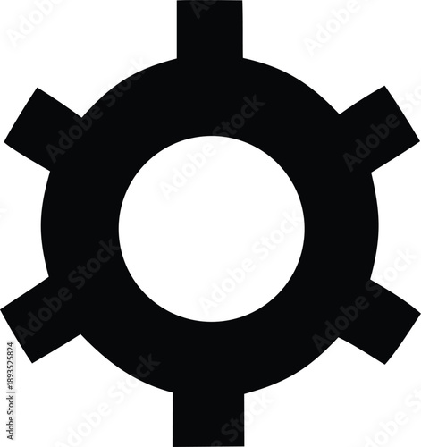 Symbolic gear with central hole and spokes