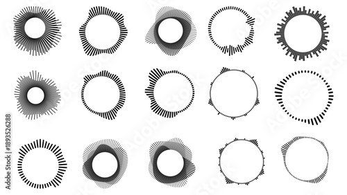 Sound Wave Pattern Set. Podcast audio sound burst. vector illustration