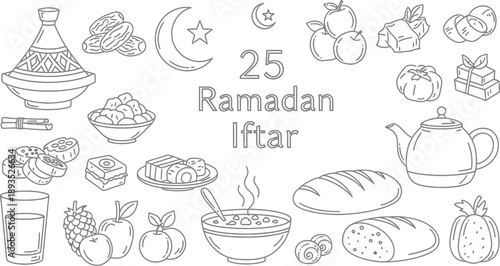 Ramadan iftar celebration with food and drink