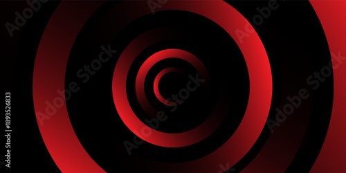 3D red black dynamic techno background on dark space. Tech banner with rotating circles style decoration. Modern graphic design element. Motion lines concept