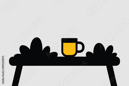Minimal Yellow Mug on Black Table, modern lifestyle concept