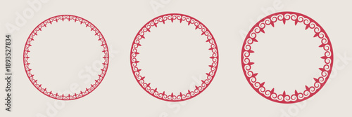 Turkis ornament circle frames. Nomad steepe motif. Decorative borders with Ethnic pattern. Vector