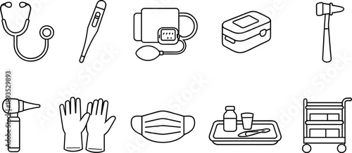 Collection of medical instruments and supplies for healthcare professionals and patient care