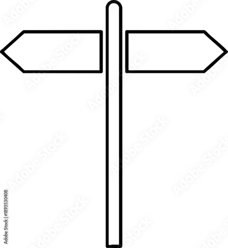 Simple Directional Signpost Icon Vector Outline Graphic