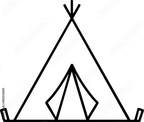 Outdoor Camping Wigwam Tent Line Art Symbol