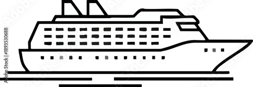 Luxury Cruise Ship Line Icon Vector Illustration for Travel