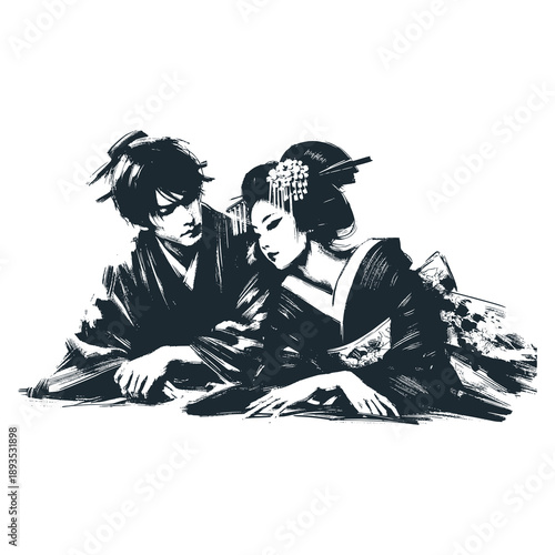 Japanese woman lying down with her partner