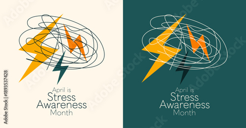 April is Stress Awareness Month card set.