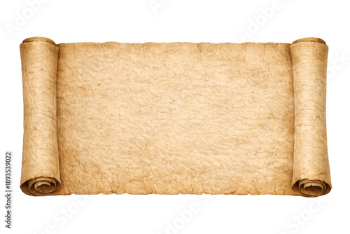 Old scroll sheet offering a textured surface for displaying messages, documents, or maps. Concept of history, knowledge, and antiquity. Transparent background