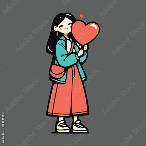 A happy cartoon couple celebrates Valentine's Day with a romantic heart illustration featuring a bride and groom silhouette in a vector art design for a wedding card