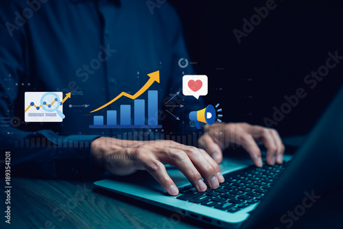 Canvas-taulu Concept of business growth and digital marketing performance analysis with analy