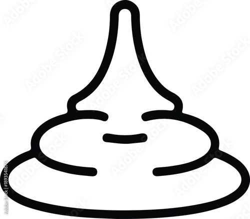 Poop outline icon waste symbol graphic, Simple black outline illustration of a poop shape, representing human waste, hygiene topics, sanitation, humor, and warning or signage concepts.

