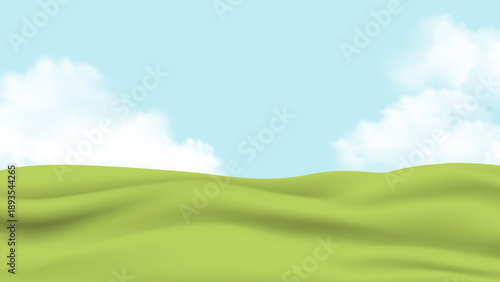Soft green rolling hills under a clear blue sky,peaceful background, open landscape