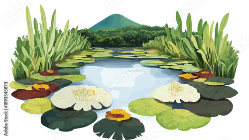 Pantanal Wetlands - Mato Grosso. Pantanal Wetlands - Mato Grosso hand drawn watercolor illustration