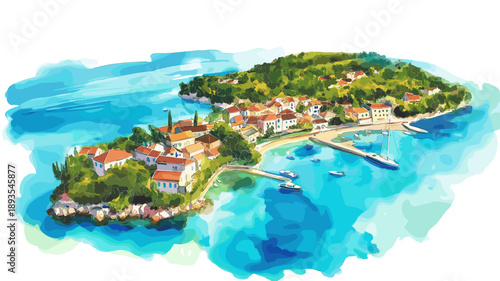 Hvar. Hvar watercolor vector illustration