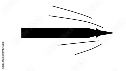 Rocket Oreshnik symbol, black isolated silhouette