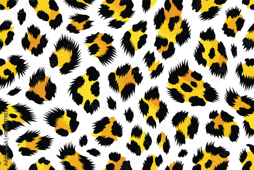 A leopard's wild animal skin with fur texture on a seamless background surface pattern