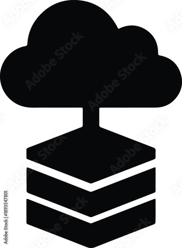 Silhouette cloud data storage computing network database technology connection illustration vector