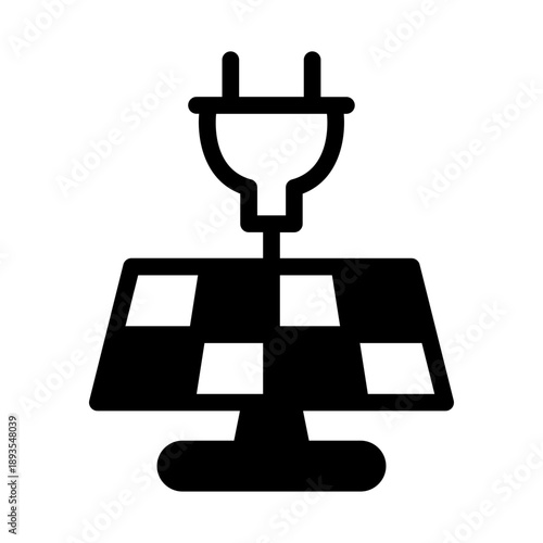 Solar cell charging process icon