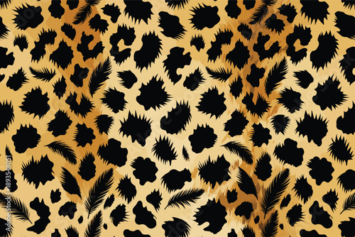 A close-up view of a leopard animal's skin fur texture pattern on a wild surface background