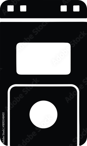 Silhouette front loading washing machine or dryer household appliance illustration vector