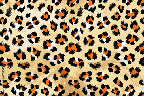 A close-up of a leopard's fur texture and pattern on its wild animal skin surface as background