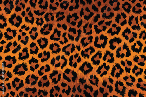 Detailed view of a leopard animal skin with fur texture on a wild surface background showing a pattern
