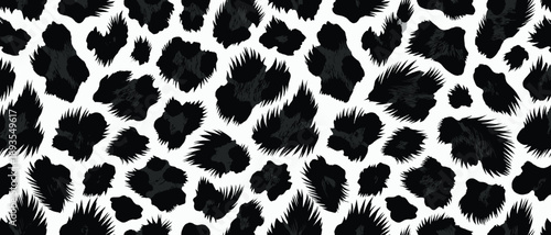 A close-up view of a leopard's wild animal skin texture and fur pattern on the surface as a background