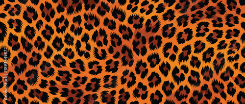 Close-up of leopard fur texture on animal skin surface with wild pattern background