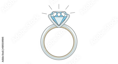 Diamond engagement ring with sparkling gemstone elegant jewelry design for proposals and weddings isolated on white background