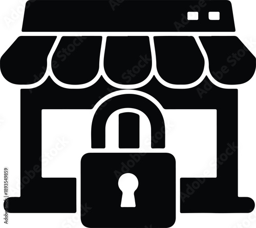 Silhouette secure locked online shop with padlock protection safety privacy illustration vector