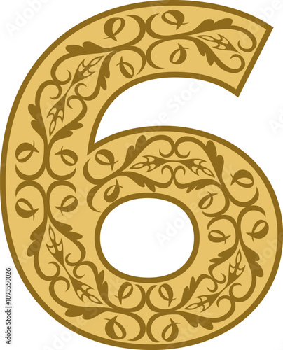 Decorative ornamental number six 