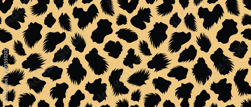 A close-up of a leopard's fur texture and pattern on a wild animal skin surface as a background